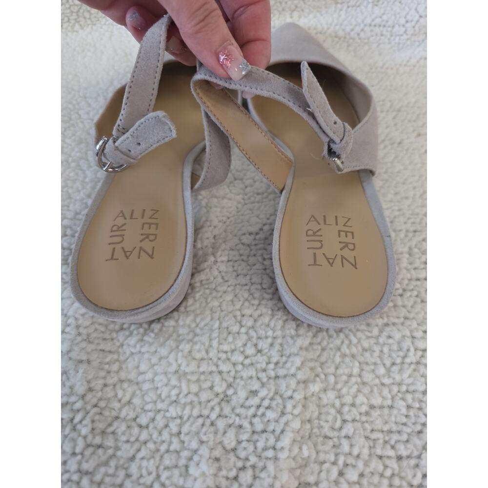 NATURALIZER Light Gray Suede Leather Pumps Women's Slingback Shoe Size 8.5M - Picture 7 of 9